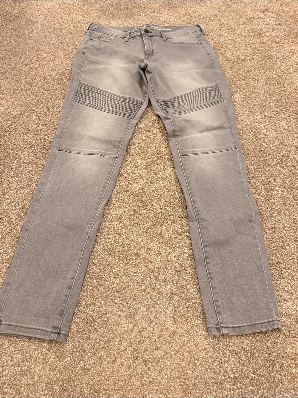 Mossimo Supply Co. Slim Gray Moto Jeans with Ribbed Knee Panels